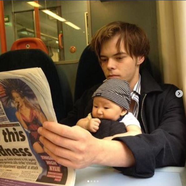 Charlie Heaton with his son Archie.