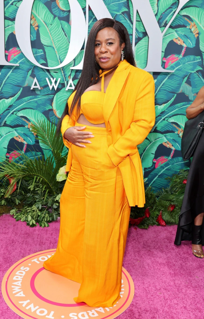 Uzo Aduba pictured with an adorable baby bump in her baby shower