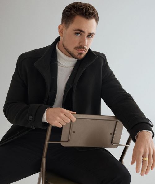 Dacre Montgomery posing for fashion photography
