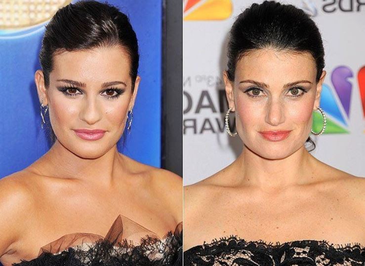 Idina Menzel before and after photo suspecting of  plastic surgery