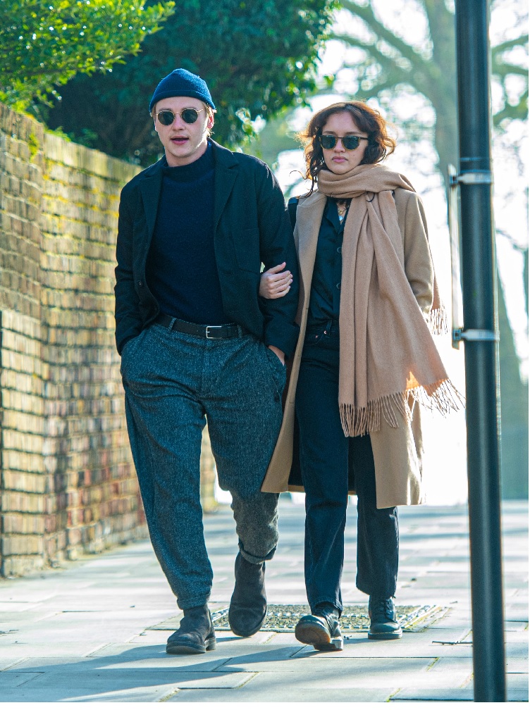 Ben Hardy and Olivia Cooke pictured during a stroll