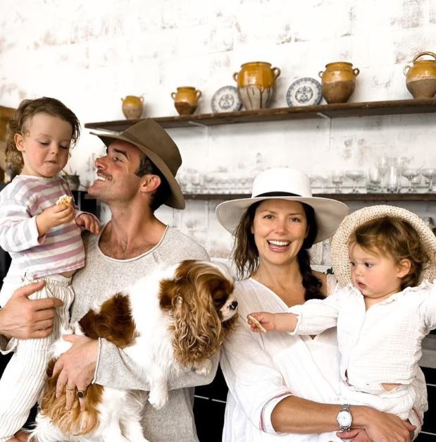 Joshua Sasse with his wife, kids and his dog